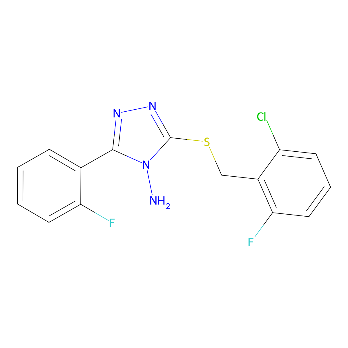 5-[(6-Chloro-2-fluorophenyl)methylthio]-3-(2-fluorophenyl)-1,2,4-triazole-4-yl amine molecular structure, CAS 676246-70-1