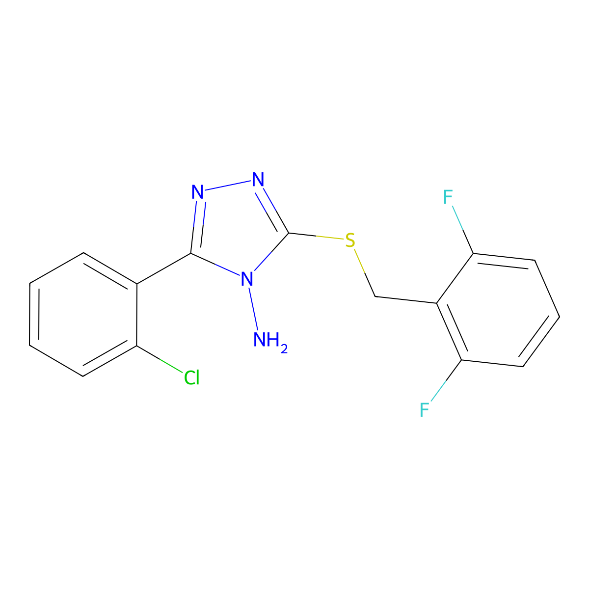 5-[(2,6-Difluorophenyl)methylthio]-3-(2-chlorophenyl)-1,2,4-triazole-4-ylamine molecular structure, CAS 676247-23-7