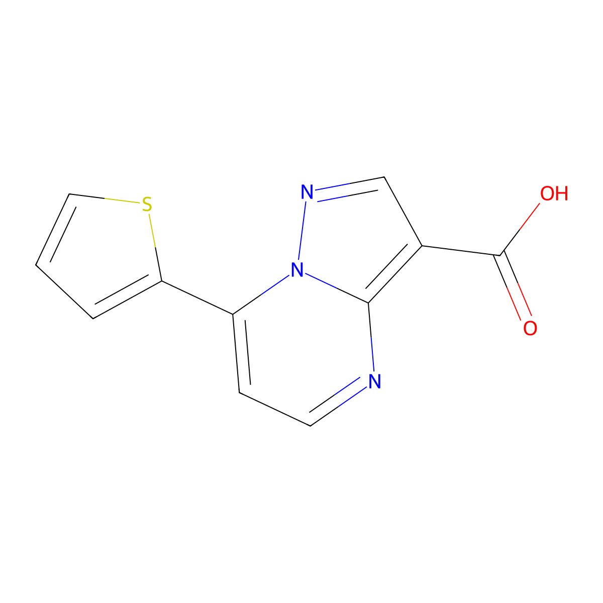 7-(Thiophen-2-yl)pyrazolo[1,5-a]pyrimidine-3-carboxylic acid molecular structure, CAS 676247-93-1