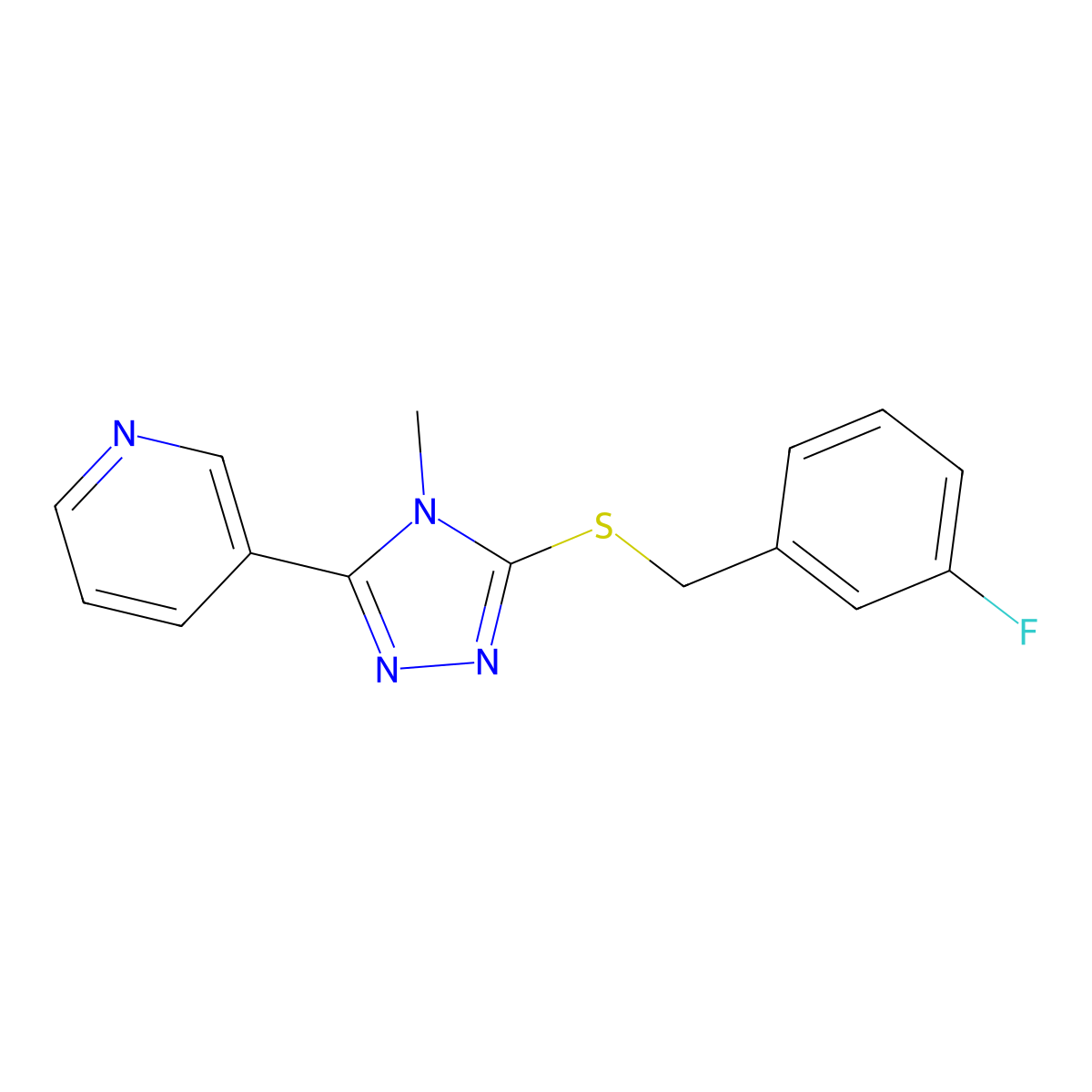 3-(5-((3-Fluorobenzyl)thio)-4-methyl-4H-1,2,4-triazol-3-YL)pyridine molecular structure, CAS 676247-94-2