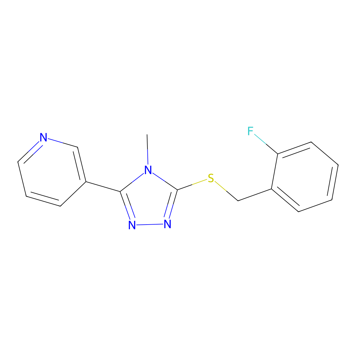 3-(5-((2-Fluorobenzyl)thio)-4-methyl-4H-1,2,4-triazol-3-YL)pyridine molecular structure, CAS 676248-92-3