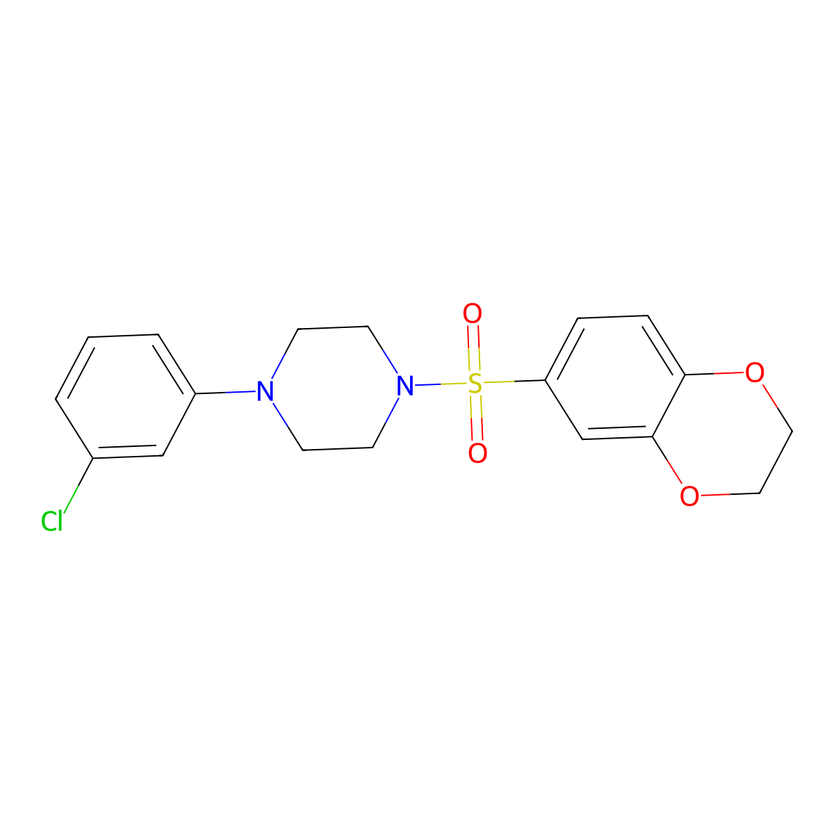 1-(3-Chlorophenyl)-4-(2,3-dihydro-1,4-benzodioxin-6-ylsulfonyl)piperazine molecular structure, CAS 676249-10-8
