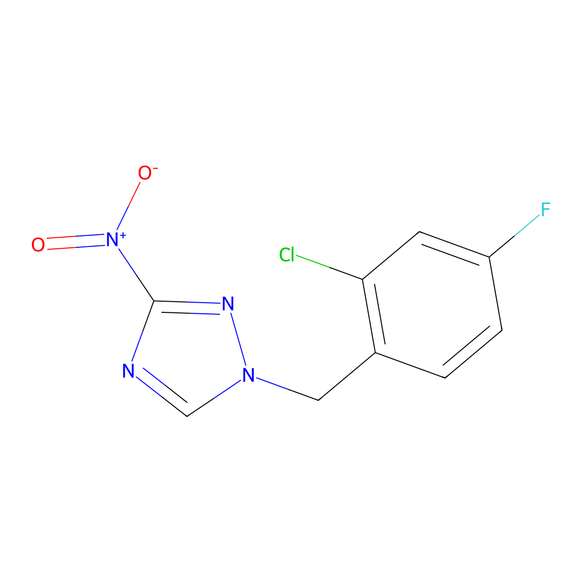 1-(2-chloro-4-fluorobenzyl)-3-nitro-1H-1,2,4-triazole molecular structure, CAS 676249-42-6