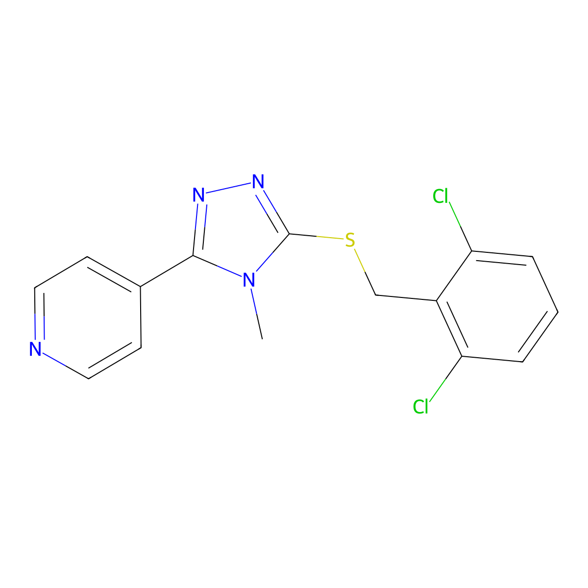3-[(2,6-Dichlorophenyl)methylthio]-4-methyl-5-(4-pyridyl)-1,2,4-triazole molecular structure, CAS 676249-76-6