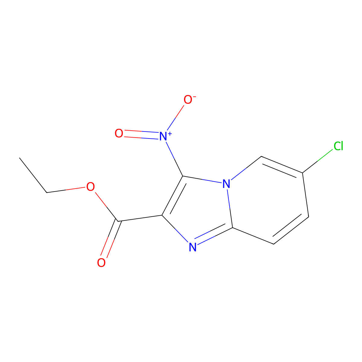 Ethyl 6-chloro-3-nitroimidazo[1,2-a]pyridine-2-carboxylate molecular structure, CAS 67625-30-3