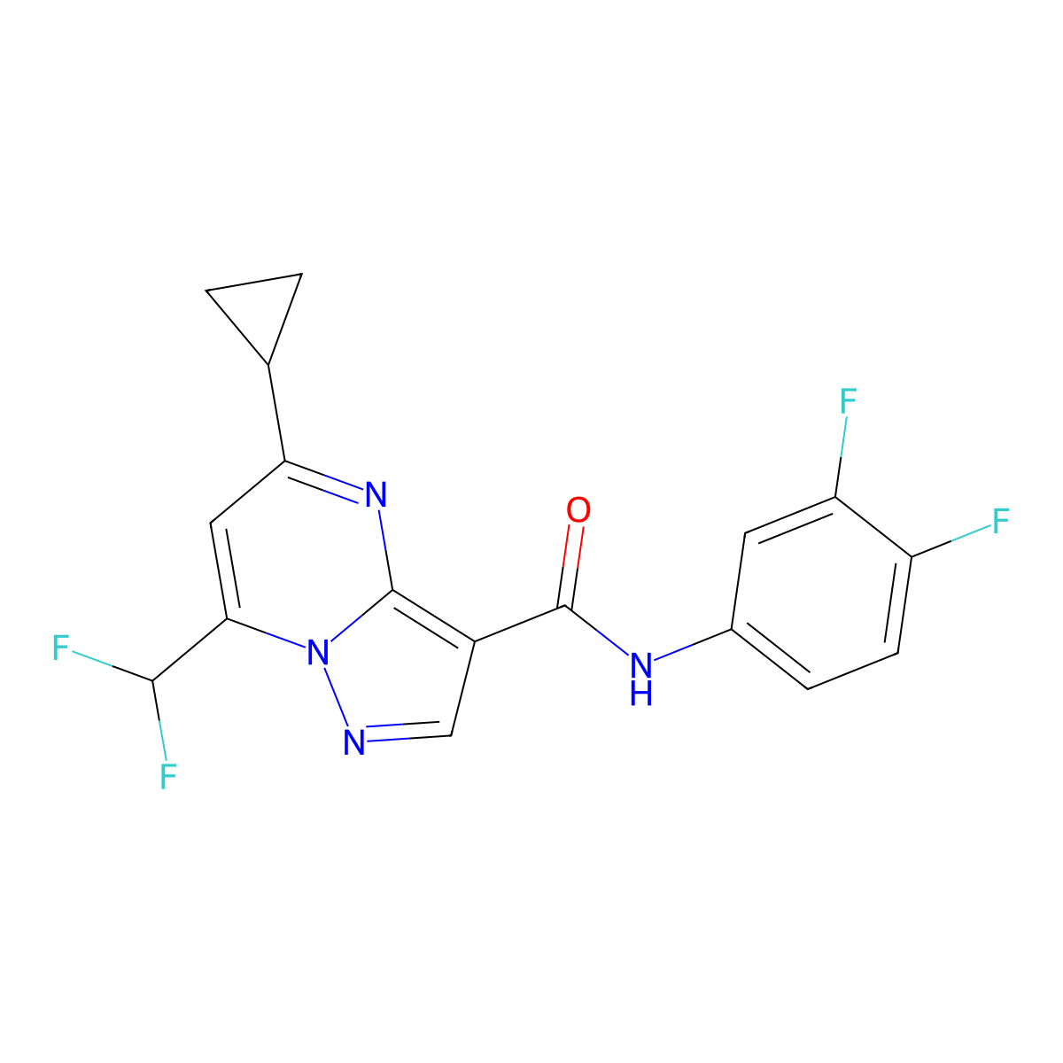 5-cyclopropyl-7-(difluoromethyl)-N-(3,4-difluorophenyl)pyrazolo[1,5-a]pyrimidine-3-carboxamide molecular structure, CAS 676253-59-1