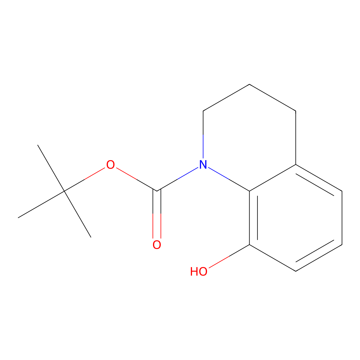 Tert-butyl 8-hydroxy-3,4-dihydroquinoline-1(2H)-carboxylate molecular structure, CAS 676255-10-0