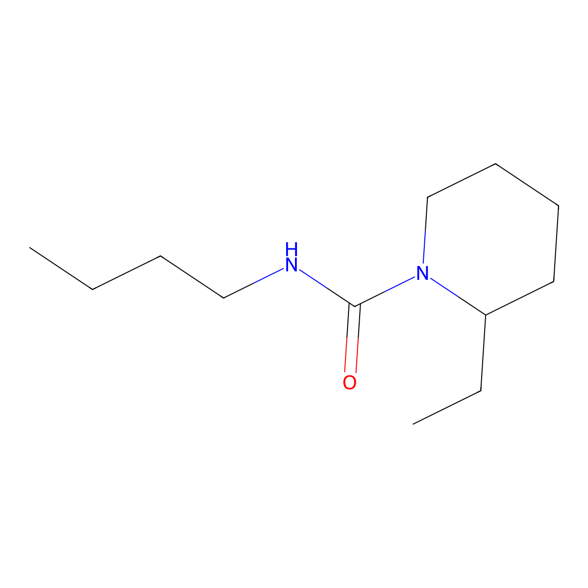 N-butyl-2-ethylpiperidine-1-carboxamide molecular structure, CAS 67626-72-6