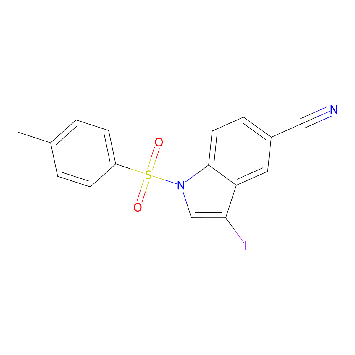 3-iodo-1-tosyl-1H-indole-5-carbonitrile molecular structure, CAS 676273-39-5