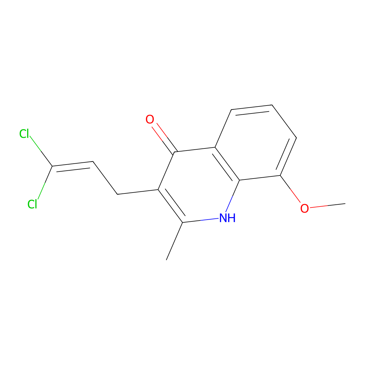 3-(3,3-Dichloroallyl)-8-methoxy-2-methylquinolin-4-ol molecular structure, CAS 67629-20-3
