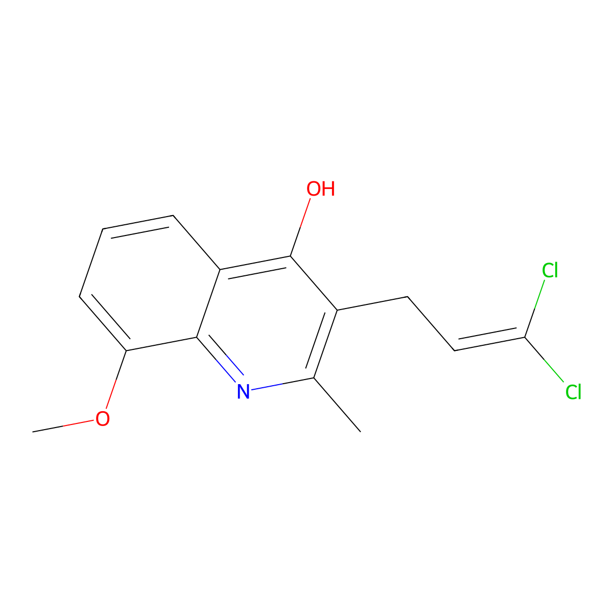 3-(3,3-Dichloroallyl)-8-methoxy-2-methylquinolin-4-ol molecular structure, CAS 67629-20-3