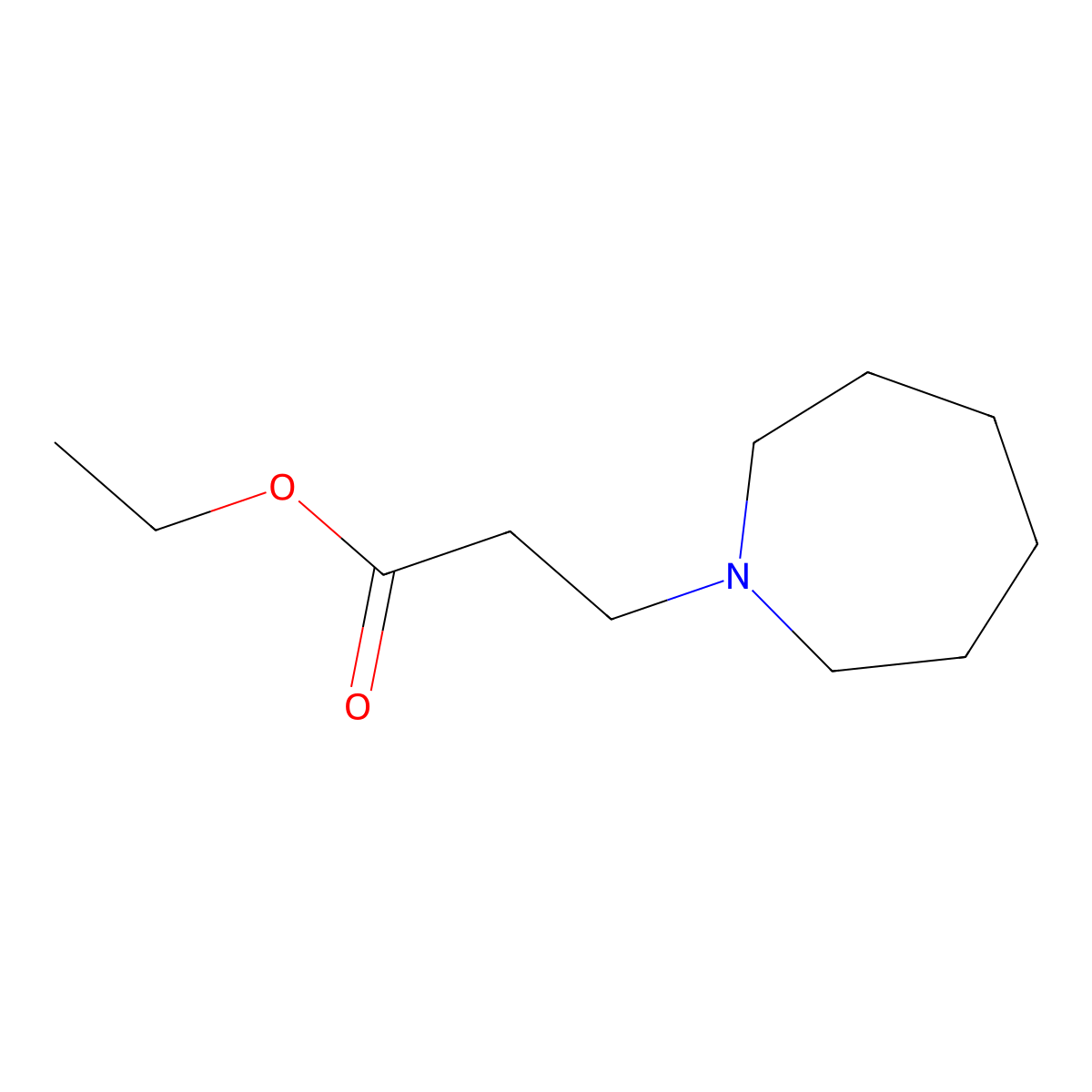 Ethyl hexahydro-1H-azepine-1-propionate molecular structure, CAS 6763-93-5