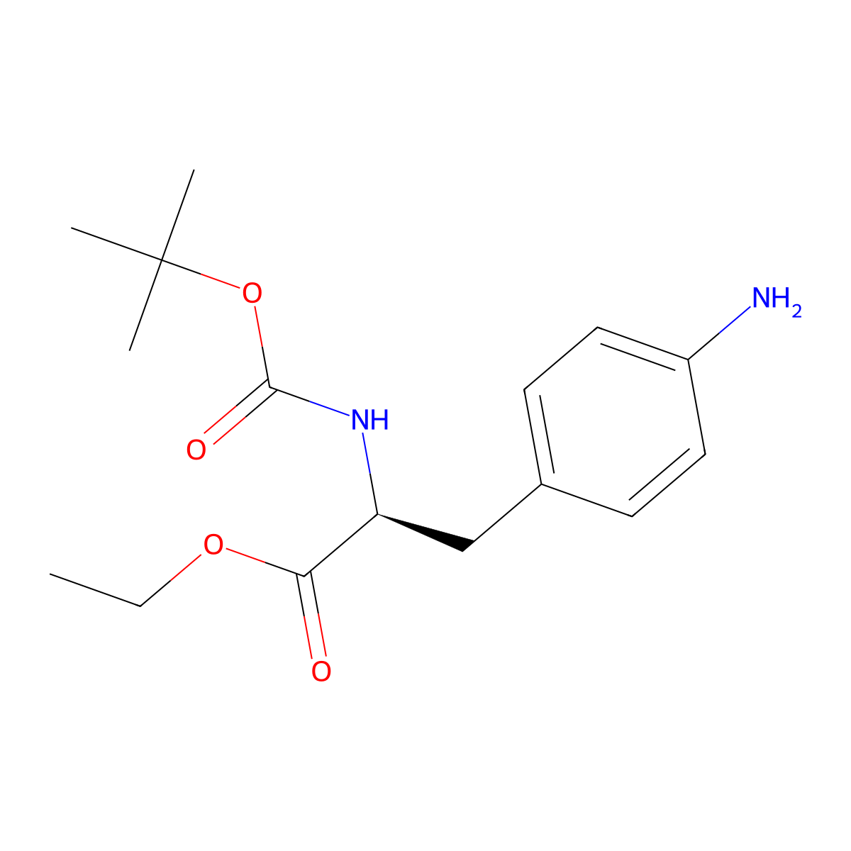 (S)-Ethyl 3-(4-aminophenyl)-2-((tert-butoxycarbonyl)amino)propanoate molecular structure, CAS 67630-01-7