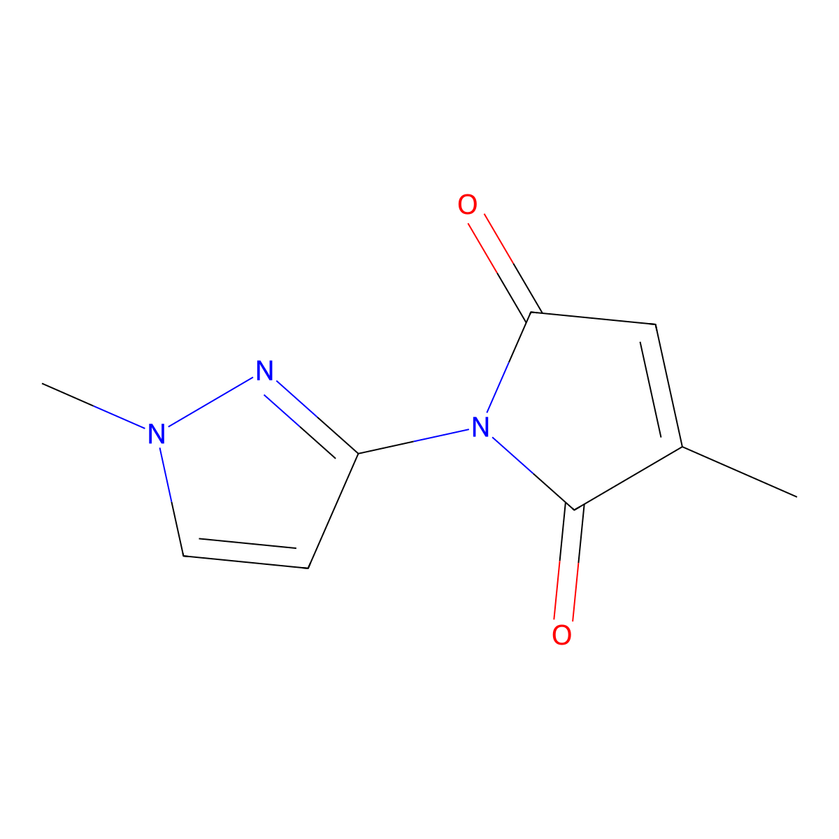 3-methyl-1-(1-methyl-1H-pyrazol-3-yl)-1H-pyrrole-2,5-dione molecular structure, CAS 676317-59-2