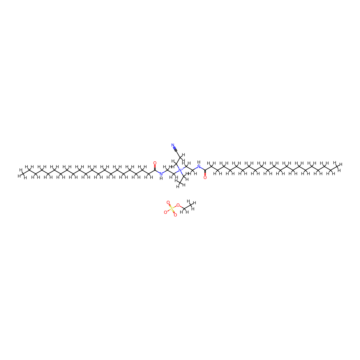 Ethanaminium, 2-cyano-N-ethyl-N,N-bis(2-((1-oxodocosyl)amino)ethyl)-, ethyl sulfate (1:1) molecular structure, CAS 67633-75-4