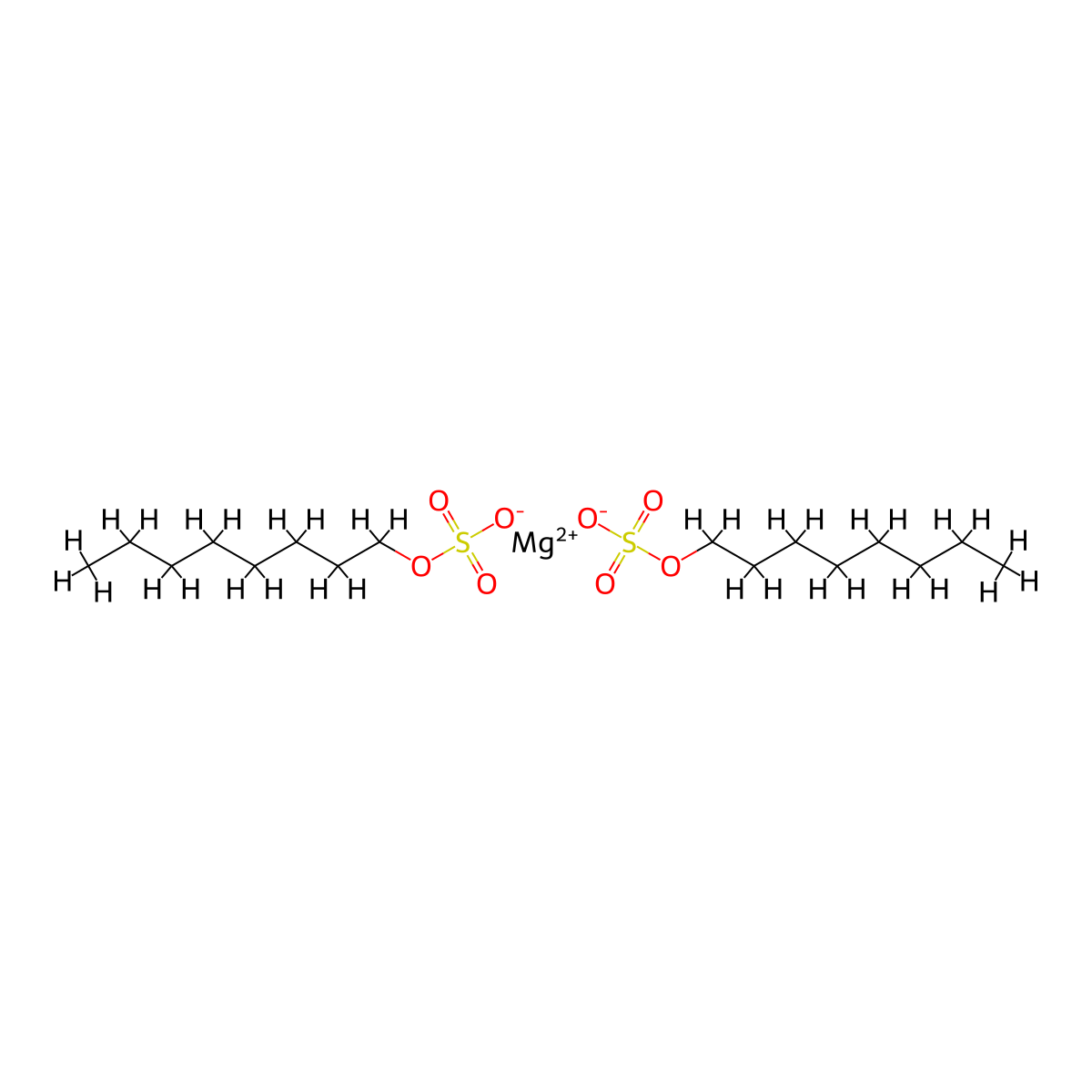 Sulfuric acid, monooctyl ester, magnesium salt (2:1) molecular structure, CAS 67633-86-7