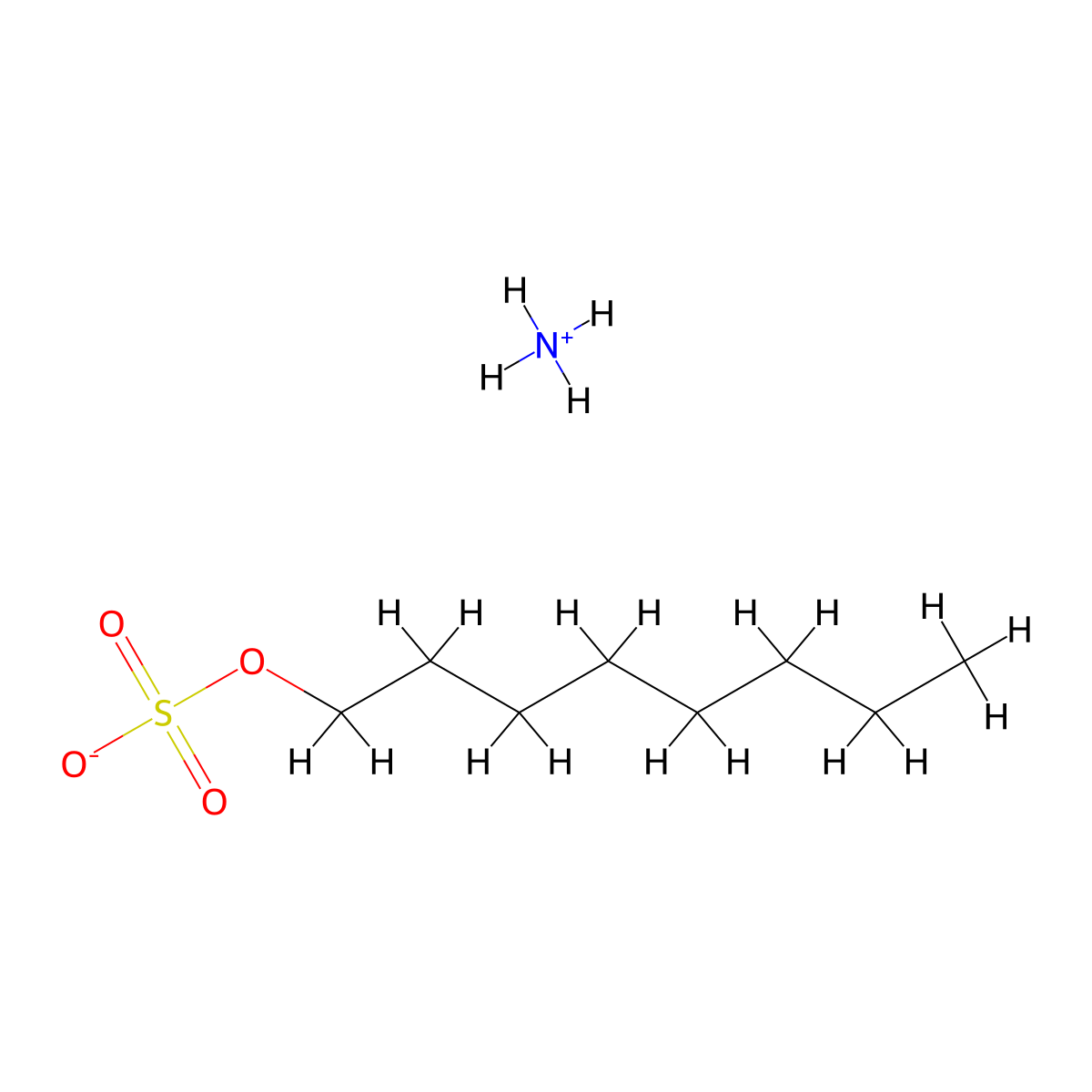 Sulfuric acid, monooctyl ester, ammonium salt (1:1) molecular structure, CAS 67633-88-9