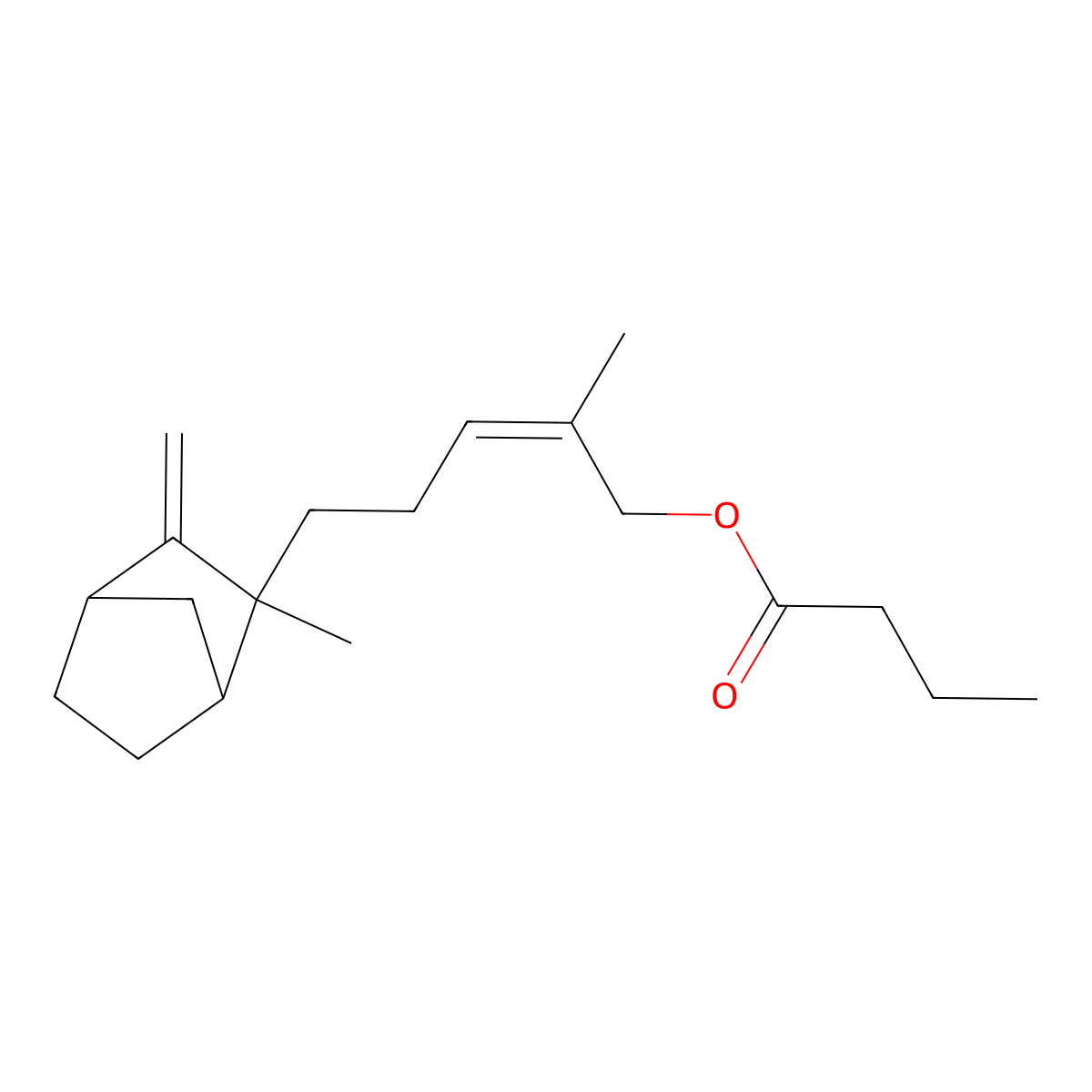 Butanoic acid, 2-methyl-5-(2-methyl-3-methylenebicyclo[2.2.1]hept-2-yl)-2-penten-1-yl ester molecular structure, CAS 67633-98-1