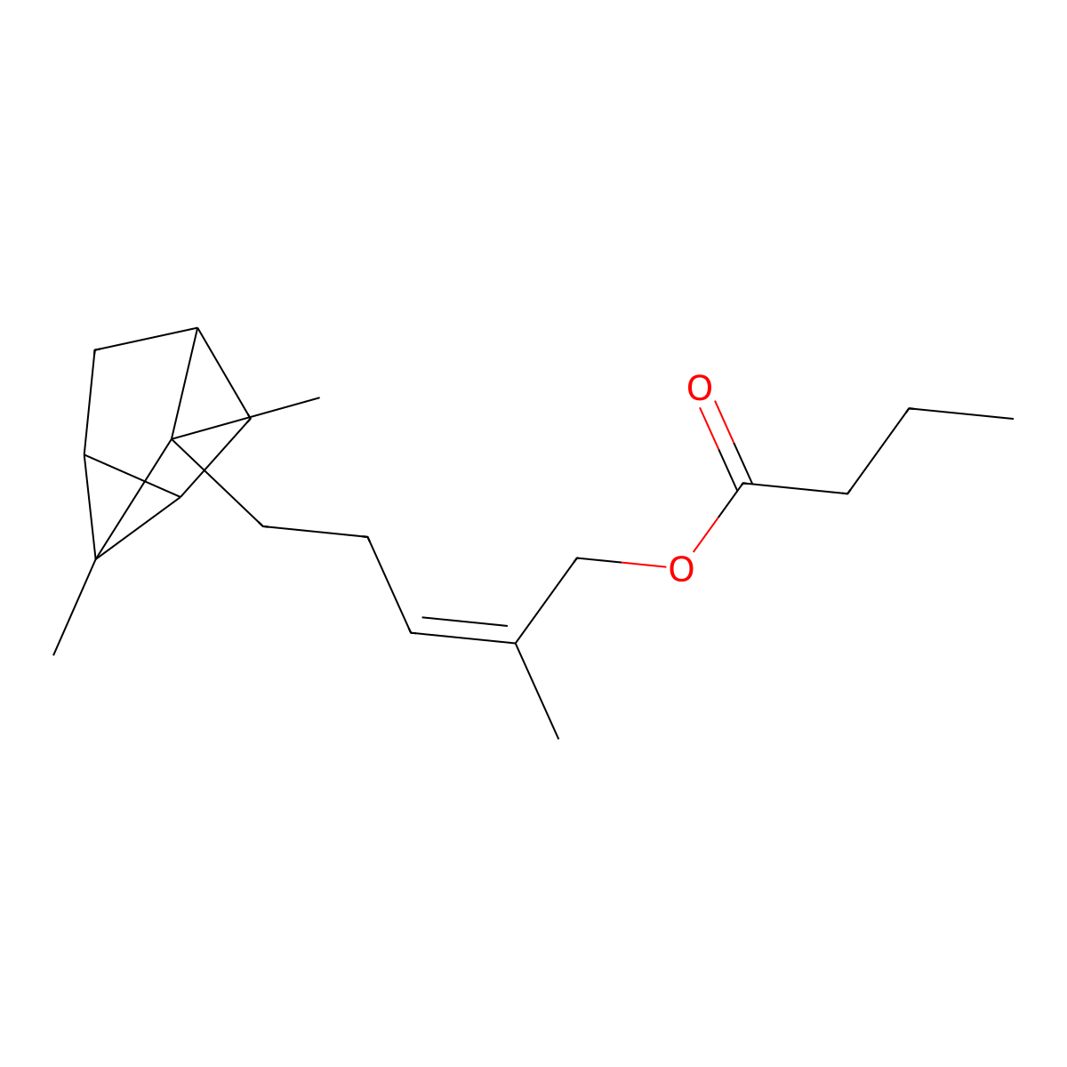5-(2,3-Dimethyltricyclo[2.2.1.02,6]hept-3-yl)-2-methylpent-2-enyl butyrate molecular structure, CAS 67633-99-2