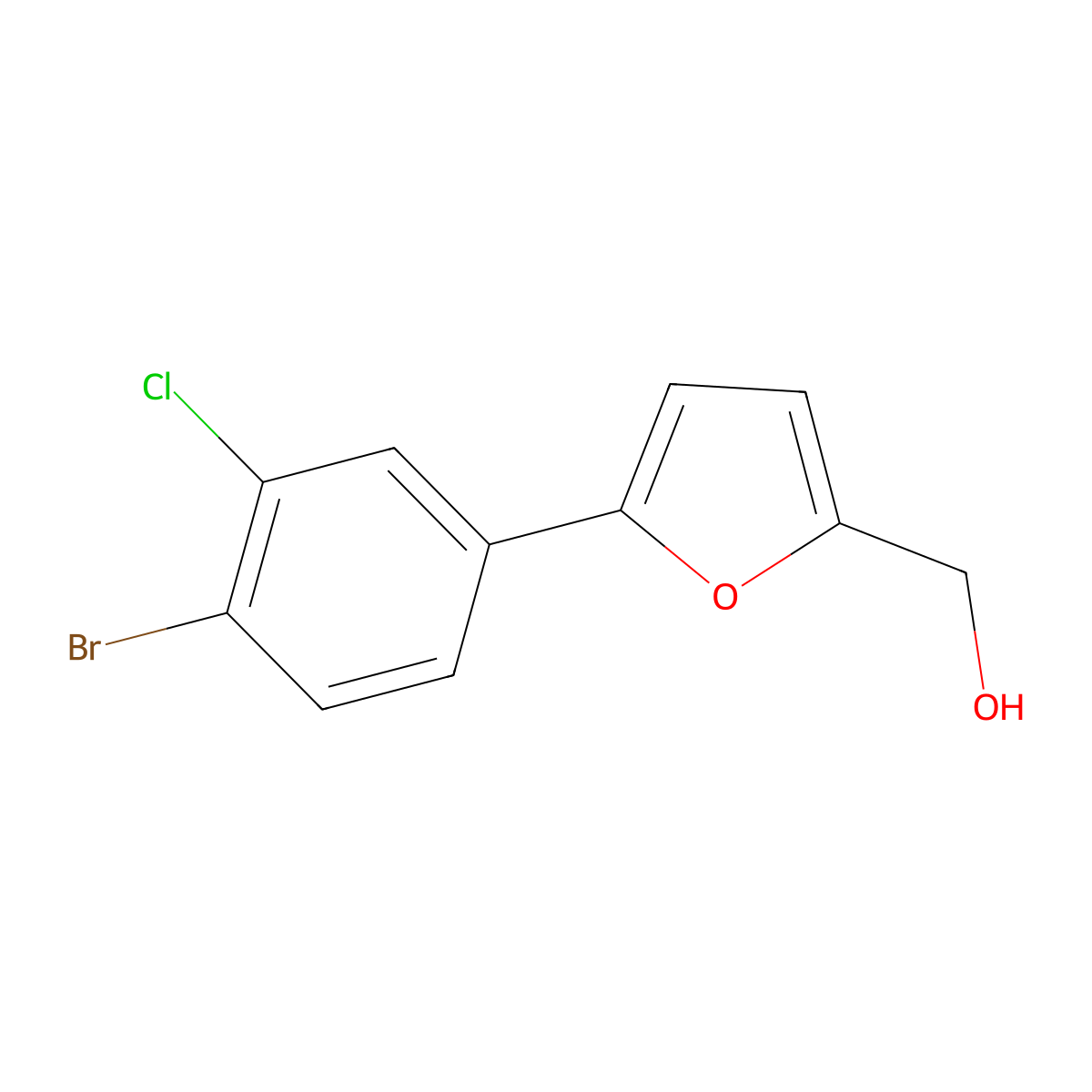 [5-(4-Bromo-3-chlorophenyl)-2-furyl]methanol molecular structure, CAS 676332-68-6
