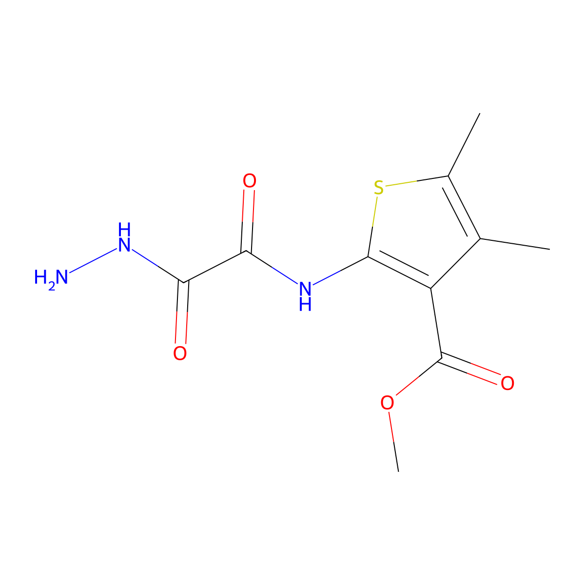 Methyl 2-{[hydrazinyl(oxo)acetyl]amino}-4,5-dimethylthiophene-3-carboxylate molecular structure, CAS 676332-81-3