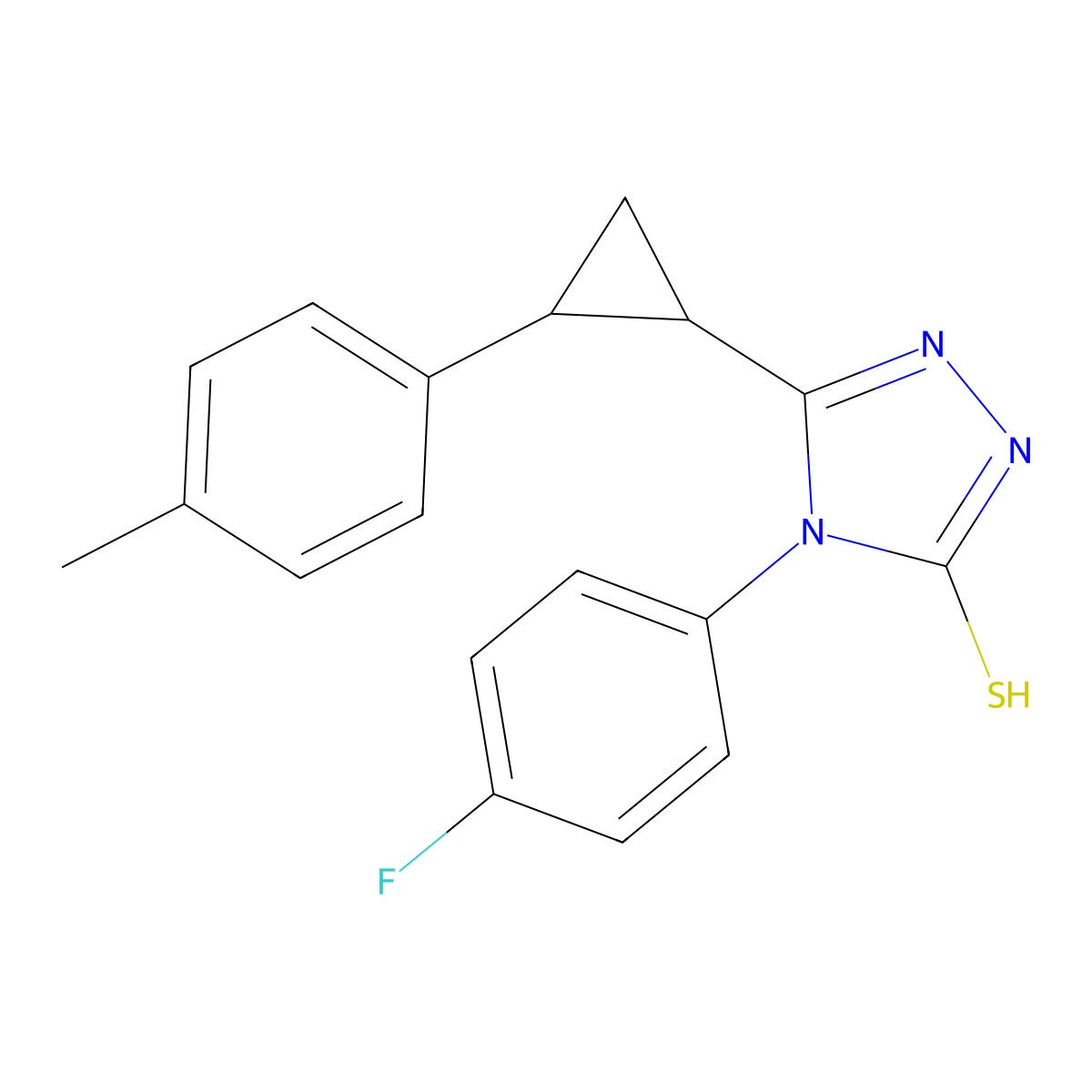 4-(4-fluorophenyl)-3-[2-(4-methylphenyl)cyclopropyl]-1H-1,2,4-triazole-5-thione molecular structure, CAS 676332-93-7