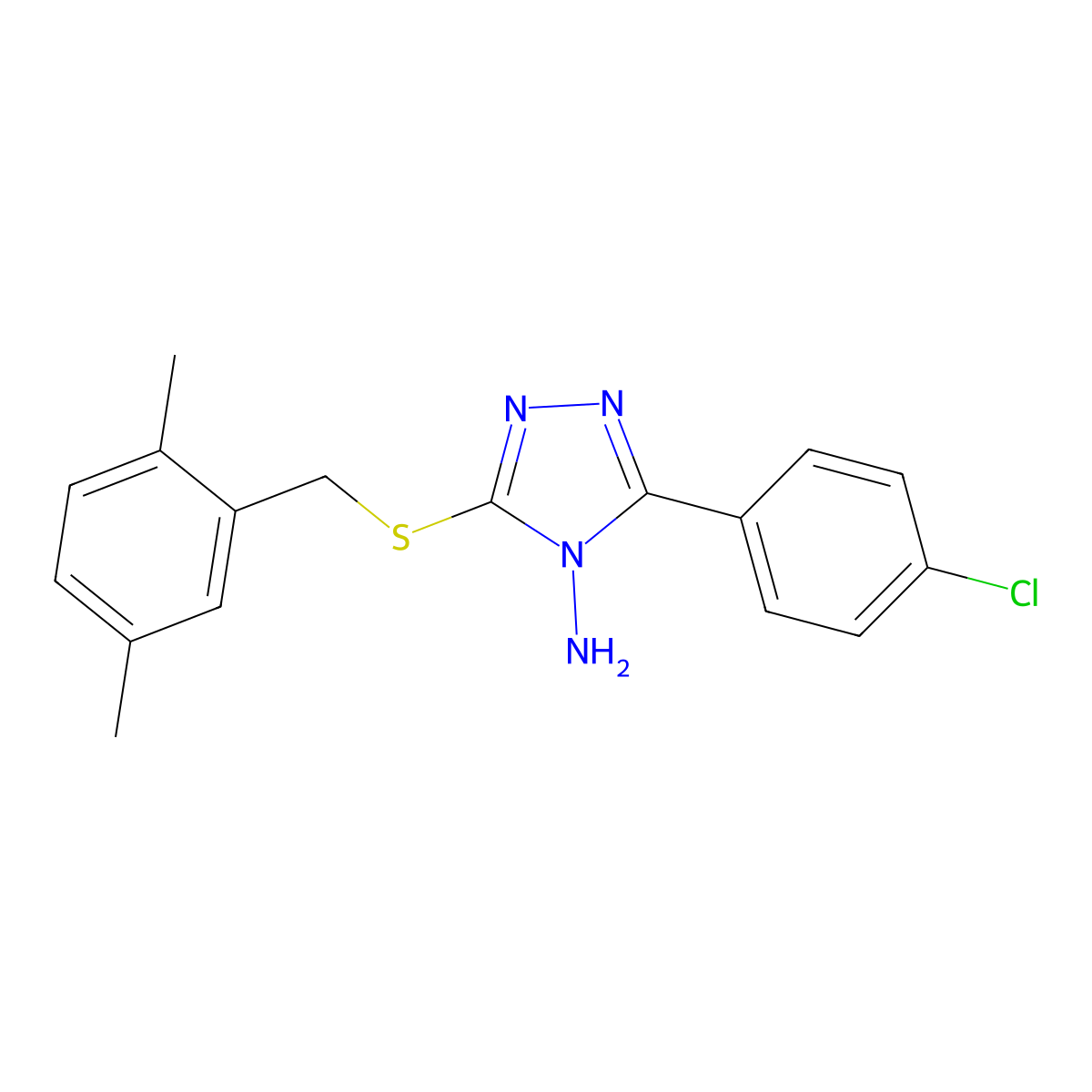 3-[(2,5-Dimethylphenyl)methylthio]-5-(4-chlorophenyl)-1,2,4-triazole-4-ylamine molecular structure, CAS 676333-19-0
