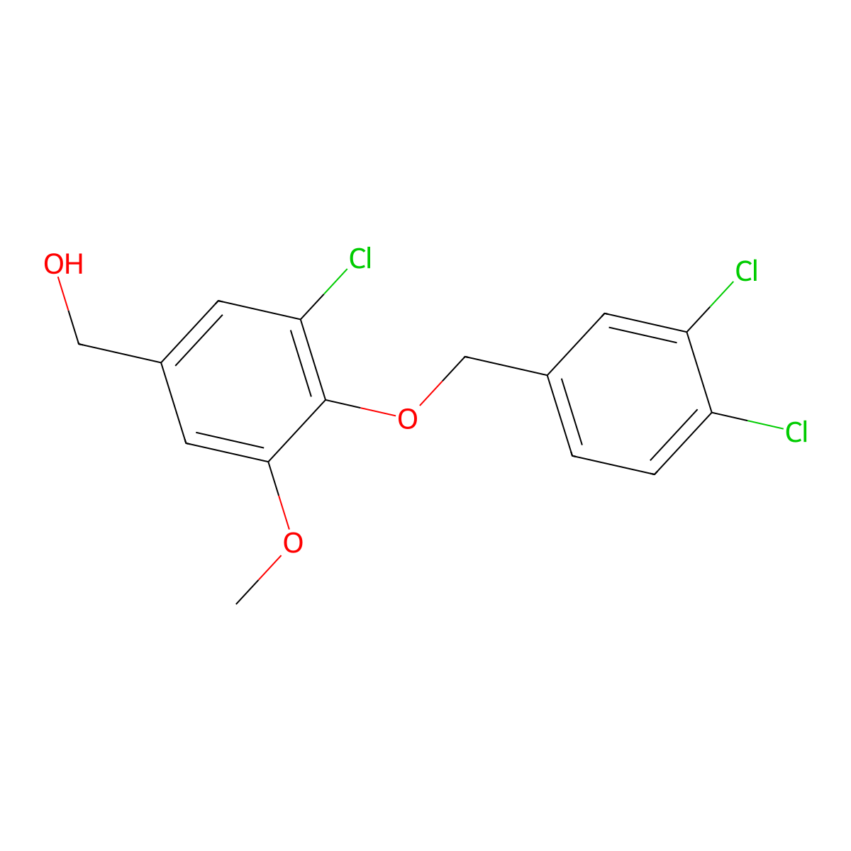 {3-Chloro-4-[(3,4-dichlorobenzyl)oxy]-5-methoxyphenyl}methanol molecular structure, CAS 676333-37-2