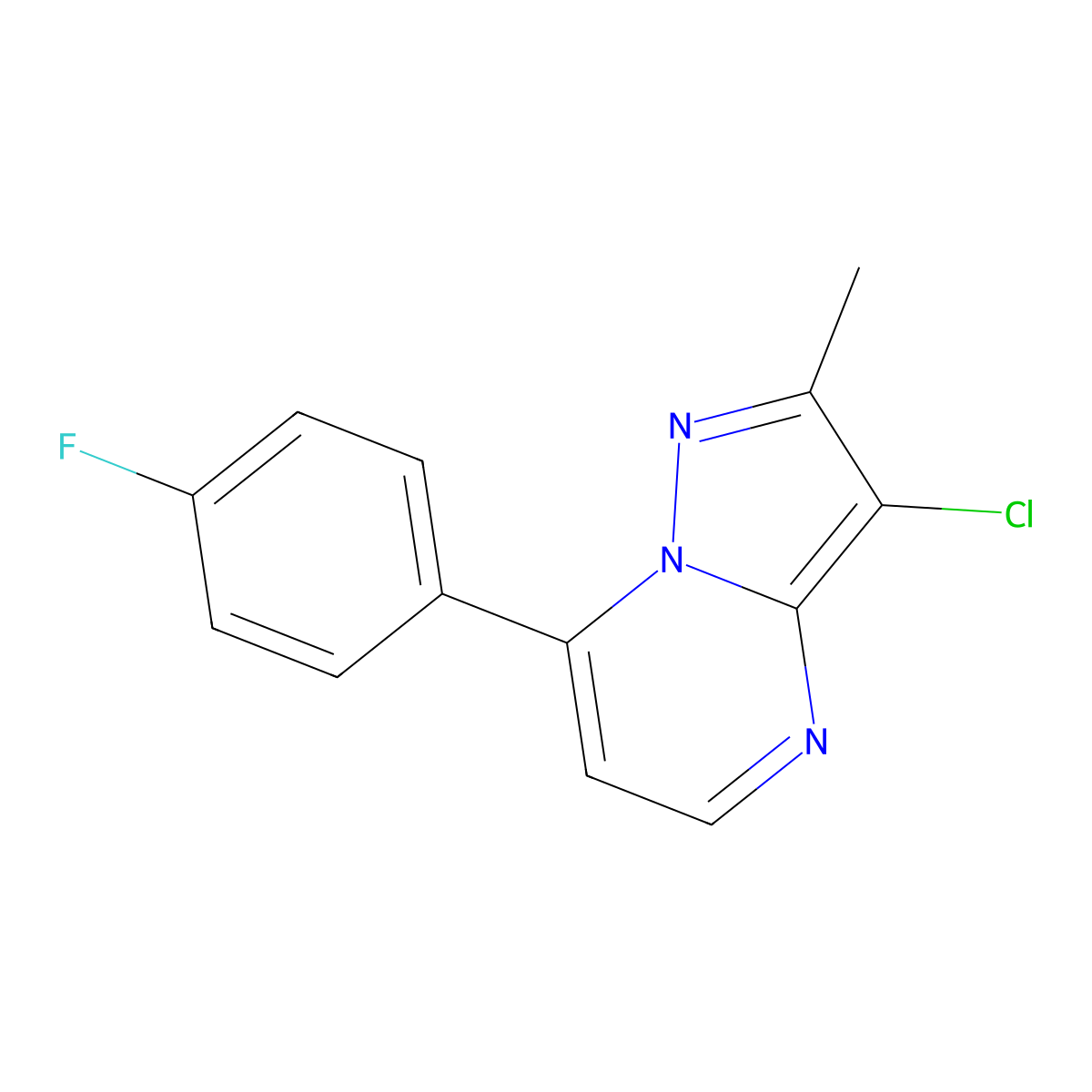 3-Chloro-7-(4-fluorophenyl)-2-methylpyrazolo[1,5-a]pyrimidine molecular structure, CAS 676333-55-4