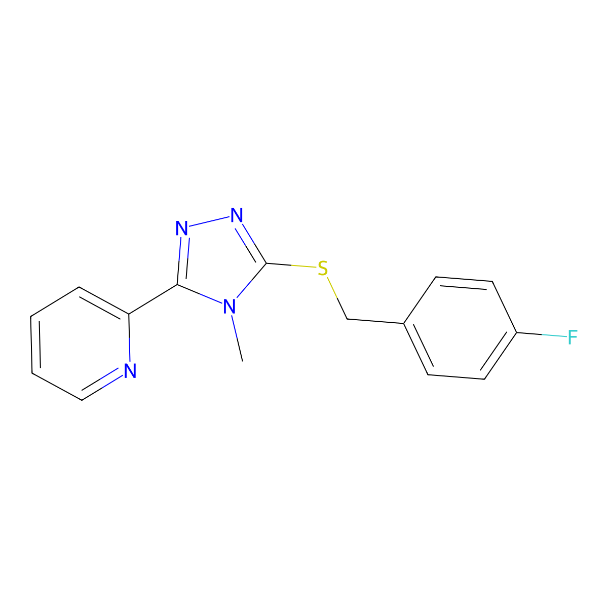 2-{5-[(4-fluorobenzyl)sulfanyl]-4-methyl-4H-1,2,4-triazol-3-yl}pyridine molecular structure, CAS 676334-42-2