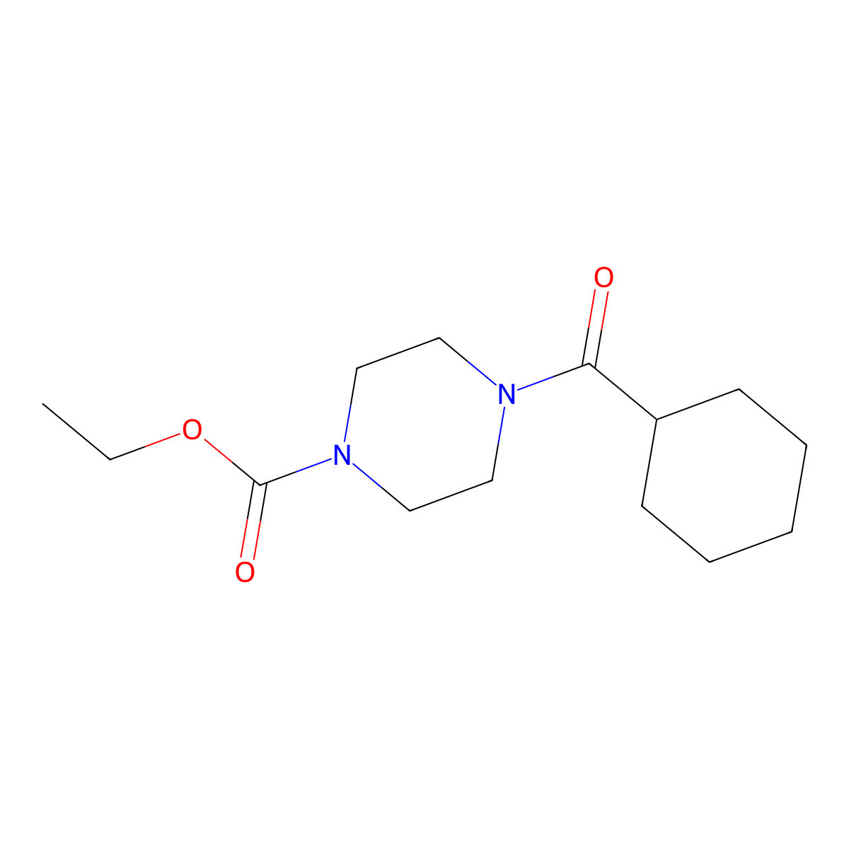 Ethyl 4-(cyclohexanecarbonyl)piperazine-1-carboxylate molecular structure, CAS 676334-70-6