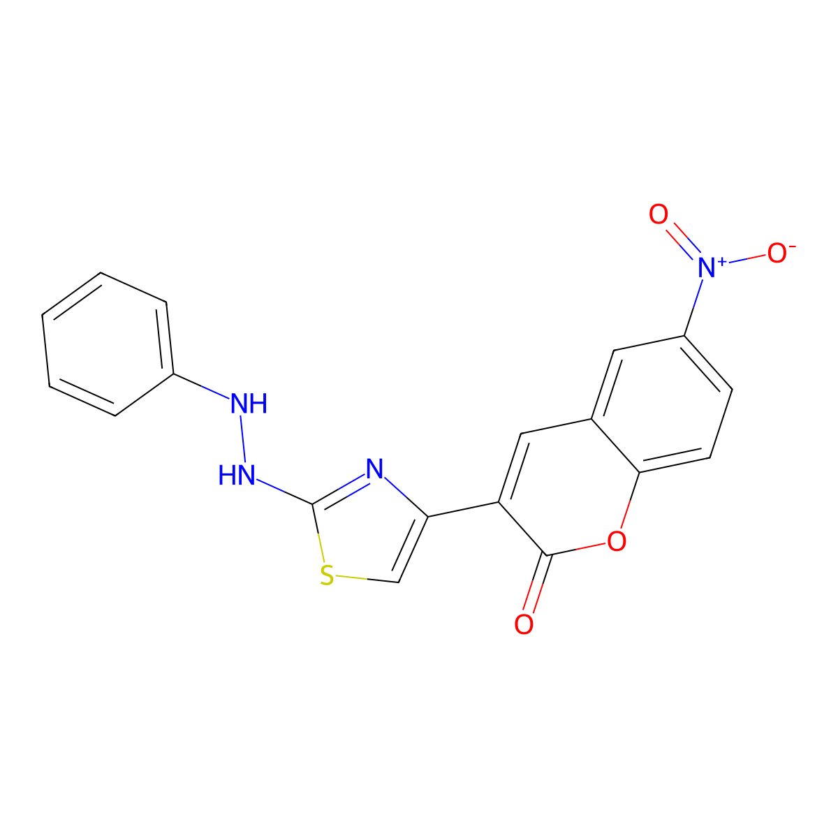 6-nitro-3-[2-(2-phenylhydrazin-1-yl)-1,3-thiazol-4-yl]-2H-chromen-2-one molecular structure, CAS 676335-74-3
