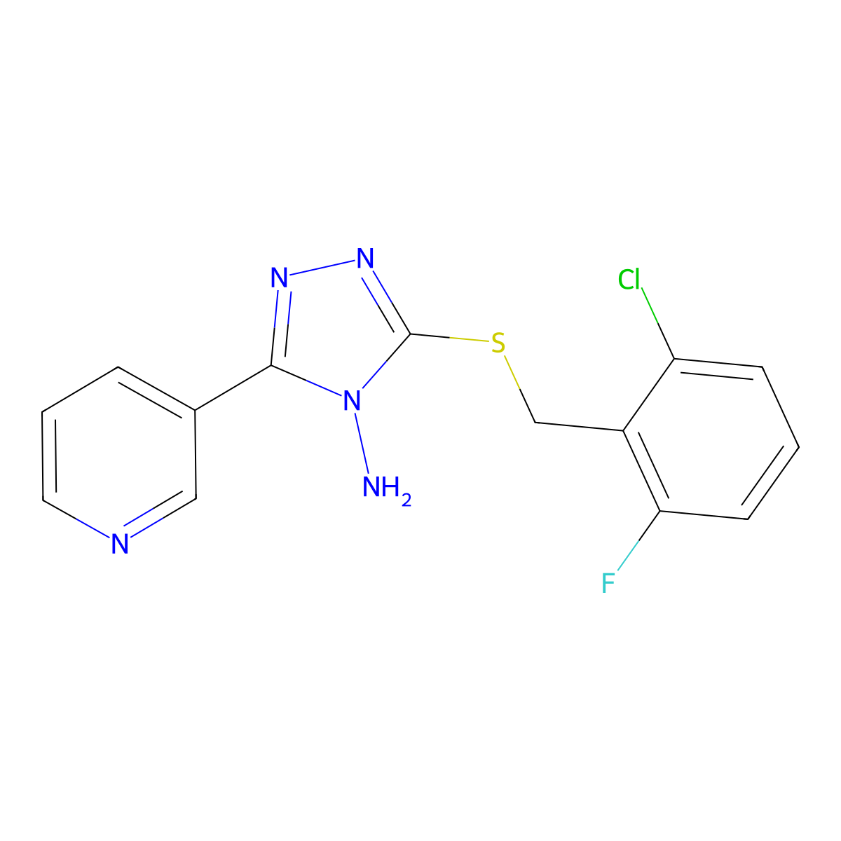 3-[(6-Chloro-2-fluorophenyl)methylthio]-5-(3-pyridyl)-1,2,4-triazole-4-ylamine molecular structure, CAS 676338-95-7