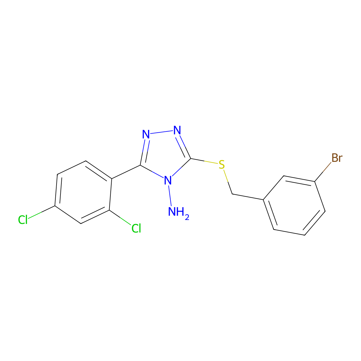 3-(2,4-Dichlorophenyl)-5-[(3-bromophenyl)methylthio]-1,2,4-triazole-4-ylamine molecular structure, CAS 676339-00-7