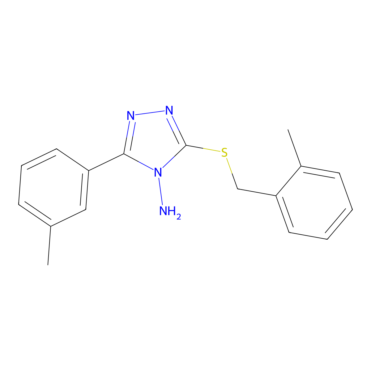 5-(3-Methylphenyl)-3-[(2-methylphenyl)methylthio]-1,2,4-triazole-4-ylamine molecular structure, CAS 676339-42-7