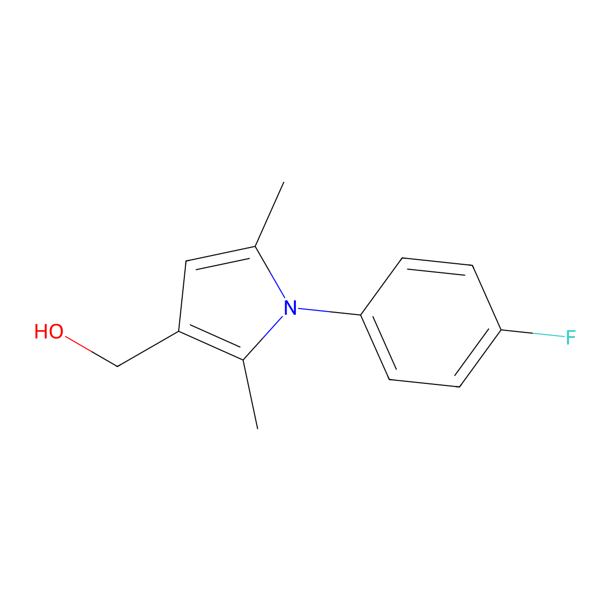[1-(4-fluorophenyl)-2,5-dimethyl-1H-pyrrol-3-yl]methanol molecular structure, CAS 676339-59-6
