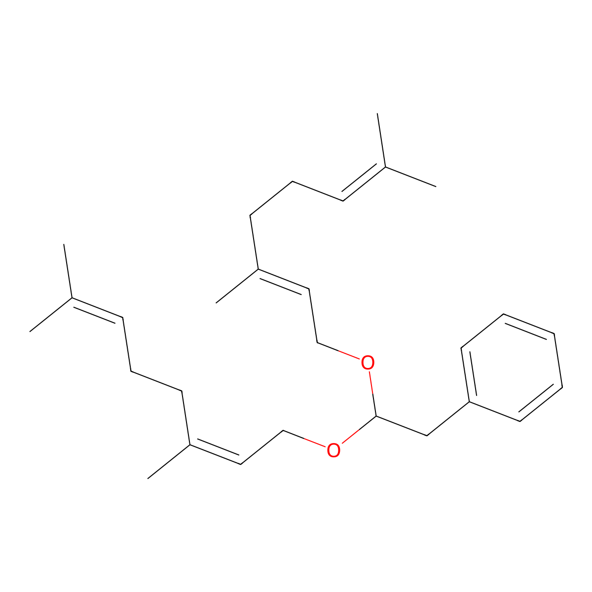(2,2-Bis((3,7-dimethyl-2,6-octadienyl)oxy)ethyl)benzene molecular structure, CAS 67634-02-0