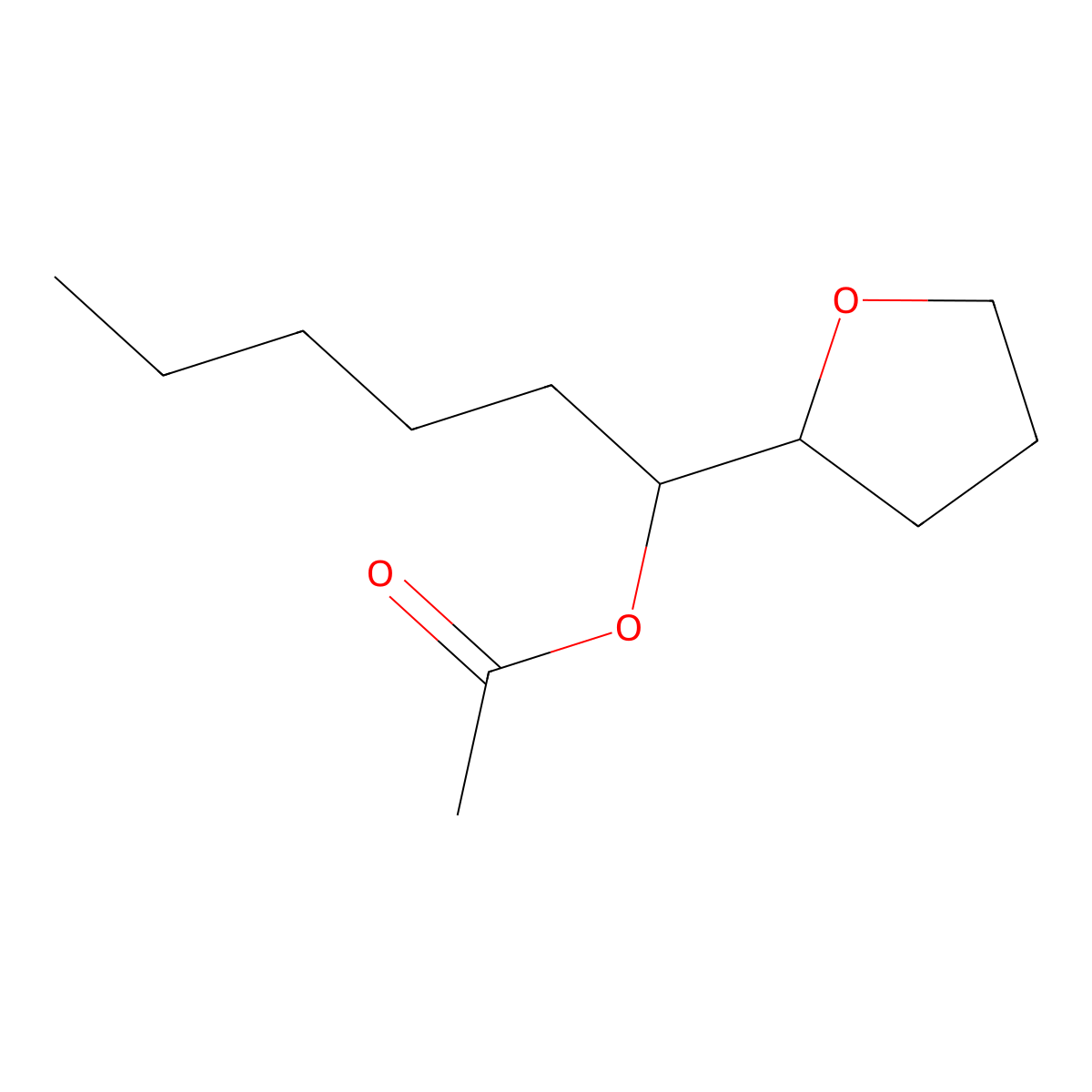 2-Furanmethanol, tetrahydro-alpha-pentyl-, 2-acetate molecular structure, CAS 67634-08-6
