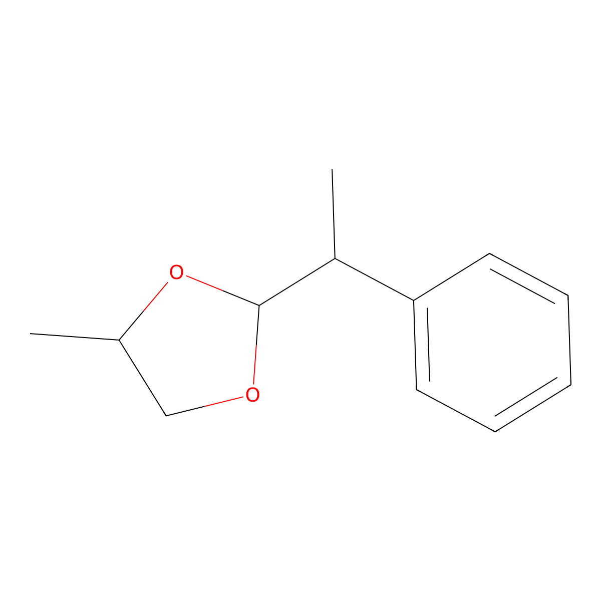 2-Phenylpropanal propylene glycol acetal molecular structure, CAS 67634-23-5
