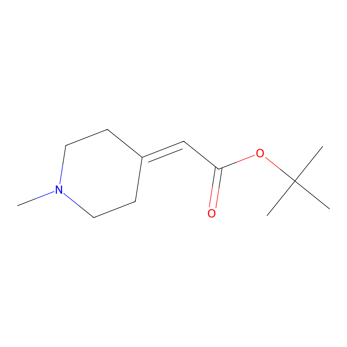 Tert-butyl 2-(1-methylpiperidin-4-ylidene)acetate molecular structure, CAS 676341-71-2