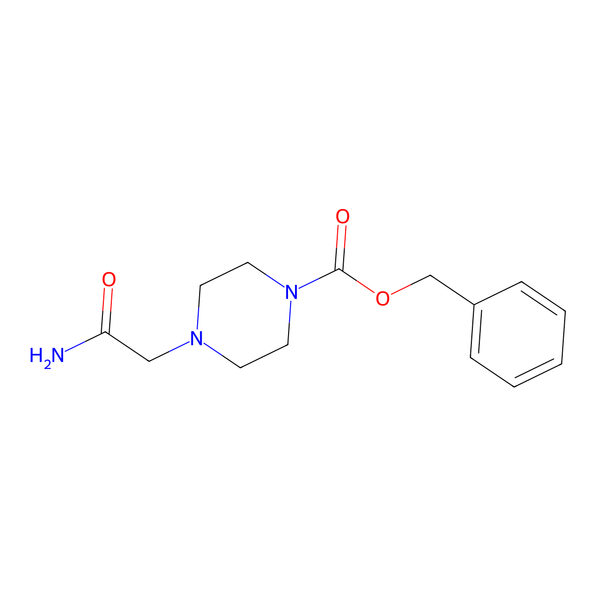 Benzyl 4-(2-amino-2-oxoethyl)piperazine-1-carboxylate molecular structure, CAS 676341-80-3