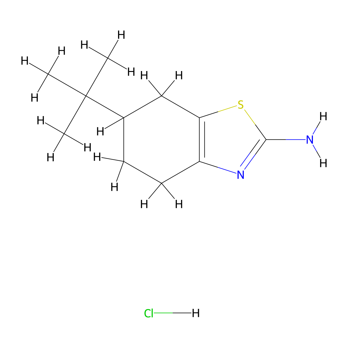 6-(tert-Butyl)-4,5,6,7-tetrahydrobenzo[d]thiazol-2-amine hydrochloride molecular structure, CAS 676348-27-9