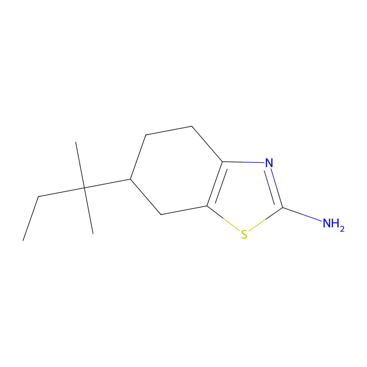 6-(2-Methylbutan-2-yl)-4,5,6,7-tetrahydro-1,3-benzothiazol-2-amine molecular structure, CAS 676348-29-1