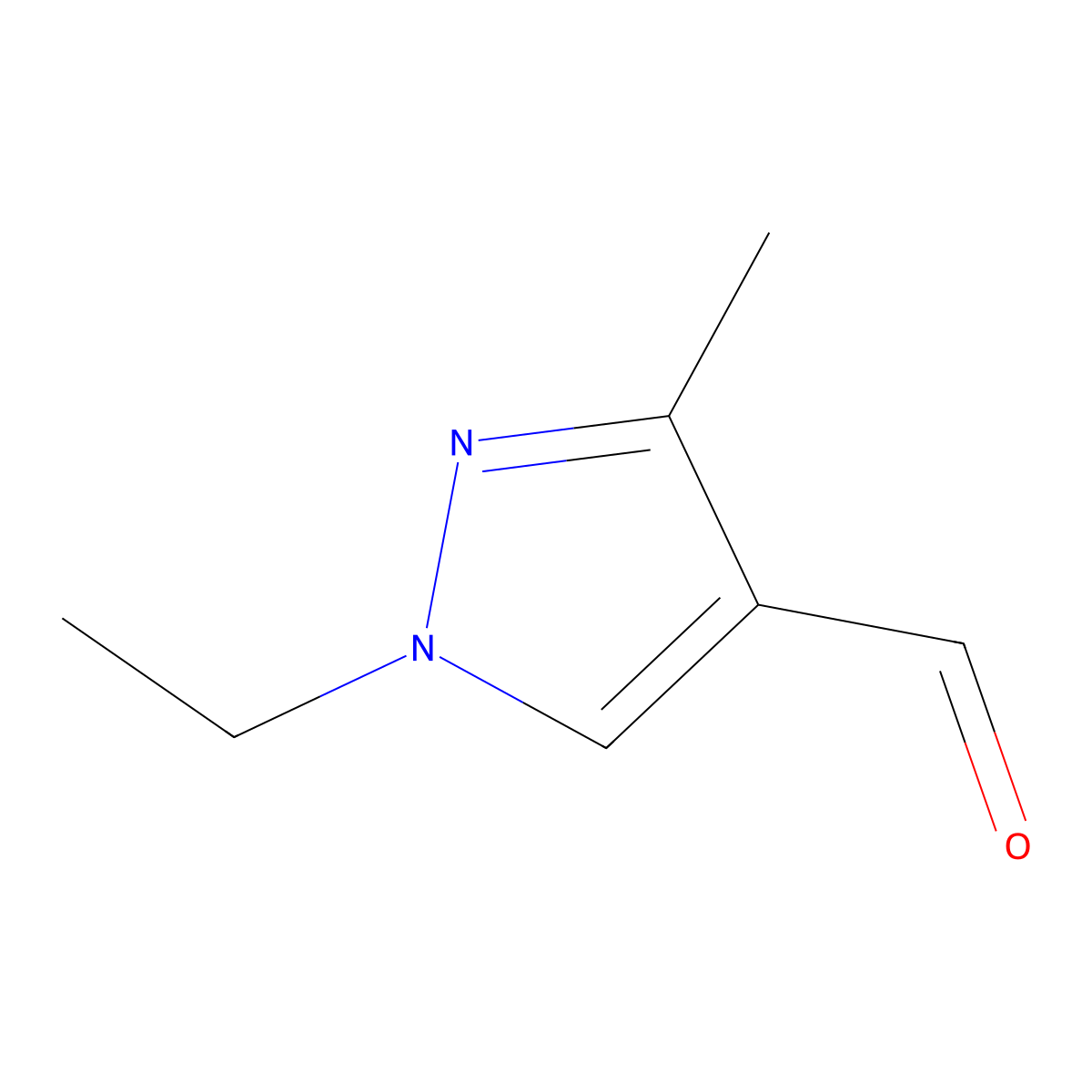 1-ethyl-3-methyl-1H-pyrazole-4-carbaldehyde molecular structure, CAS 676348-38-2