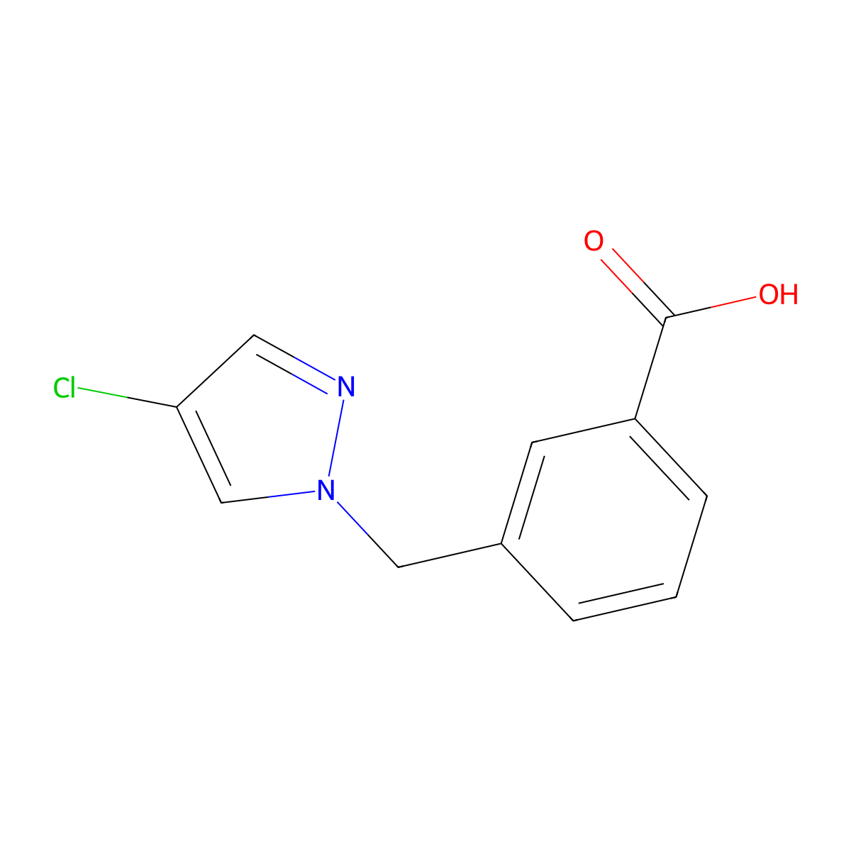 Benzoic acid, 3-((4-chloro-1H-pyrazol-1-yl)methyl)- molecular structure, CAS 676348-40-6