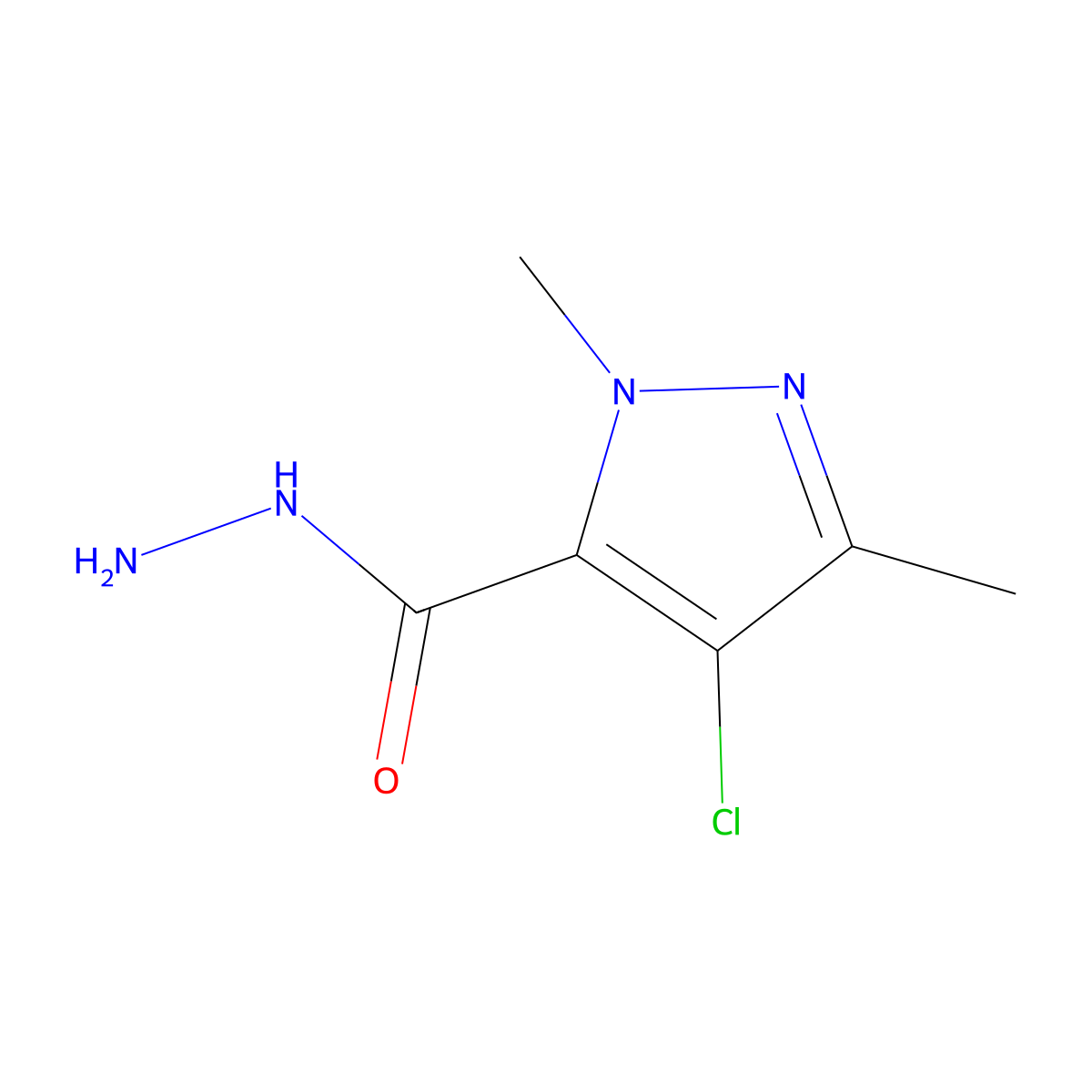 4-Chloro-1,3-dimethyl-1H-pyrazole-5-carbohydrazide molecular structure, CAS 676348-43-9