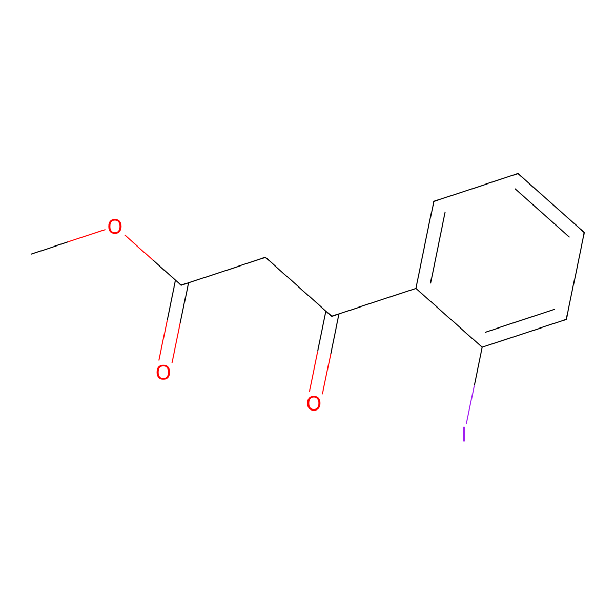 Methyl 3-(2-iodophenyl)-3-oxopropanoate molecular structure, CAS 676348-63-3