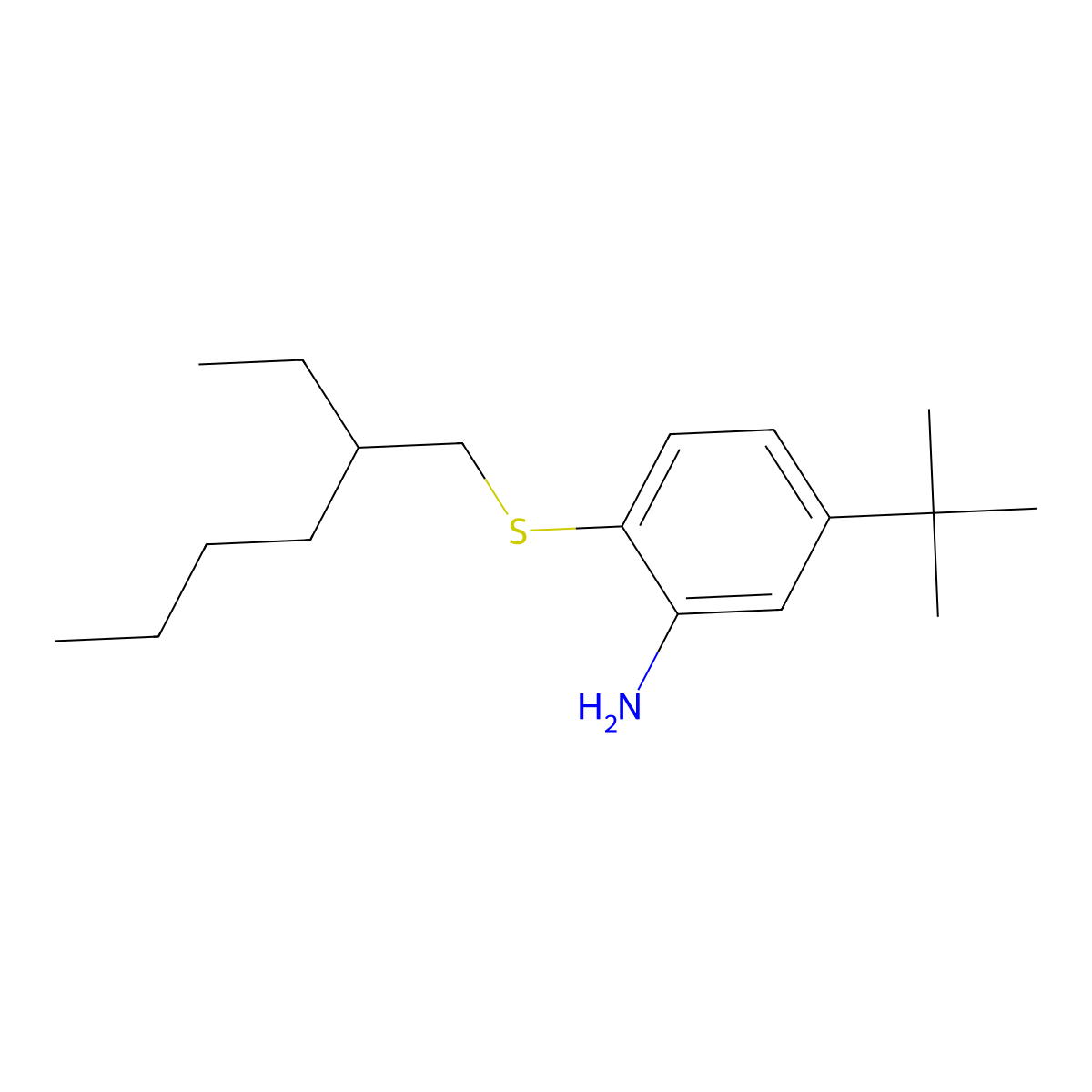 3-Tert-butyl-6-[(2-ethylhexyl)thio]aniline molecular structure, CAS 676352-86-6