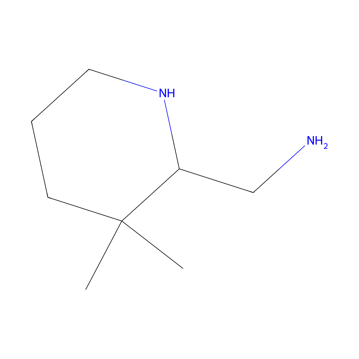 (3,3-Dimethylpiperidin-2-yl)methanamine molecular structure, CAS 676355-60-5