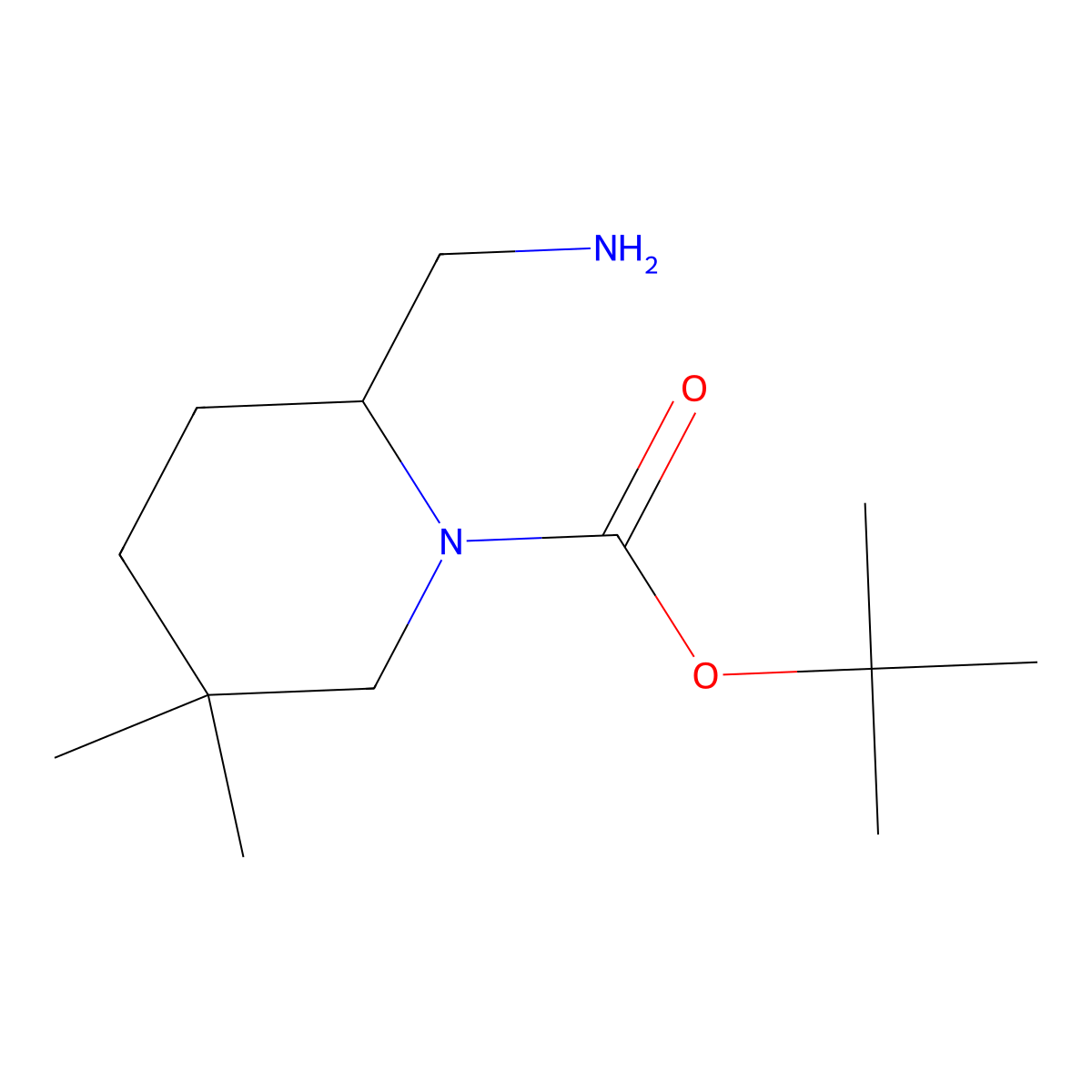Tert-butyl 2-(aminomethyl)-5,5-dimethylpiperidine-1-carboxylate molecular structure, CAS 676355-86-5